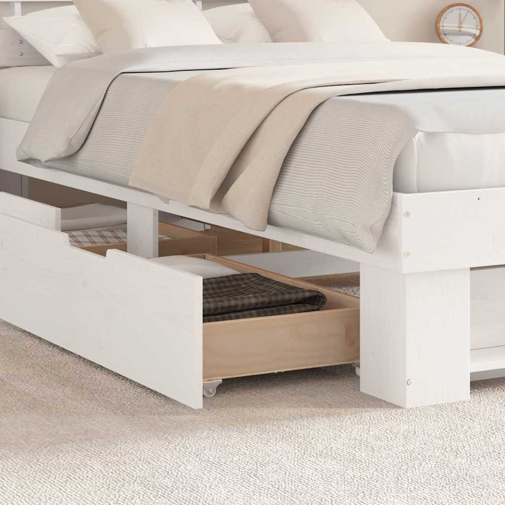 Bed Frame with Headboard White 120 x 200 cm Solid Pine Wood