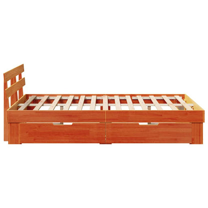 Bed Frame with Headboard Wax Brown 120 x 200 cm Solid Pine Wood
