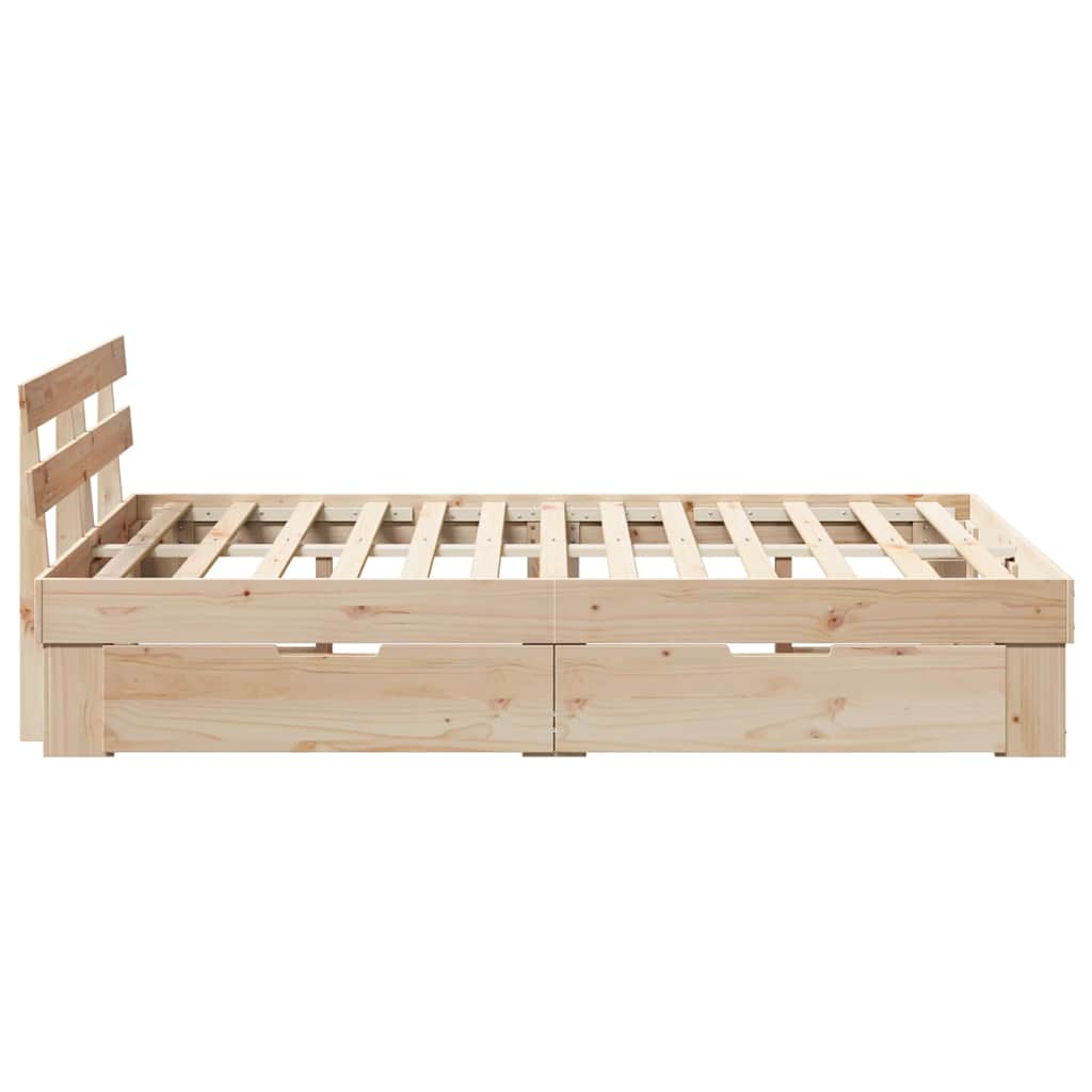 Bed Frame with Headboard Brown 140 x 190 cm Solid Pine Wood