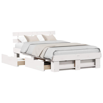 Bed Frame with Headboard White 140 x 190 cm Solid Pine Wood