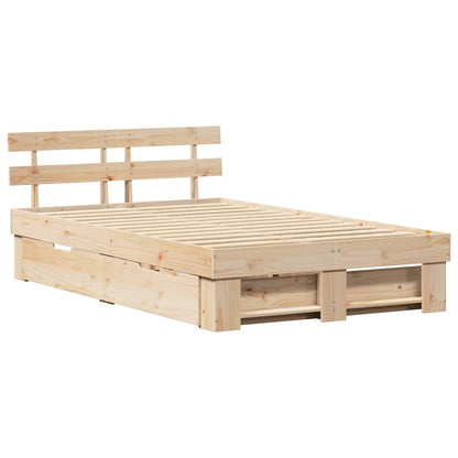 Bed Frame with Headboard Brown 135 x 190 cm Solid Pine Wood