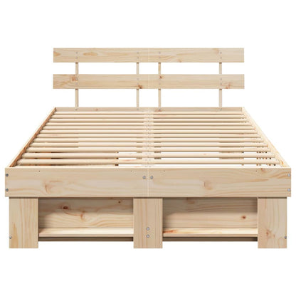 Bed Frame with Headboard Brown 135 x 190 cm Solid Pine Wood