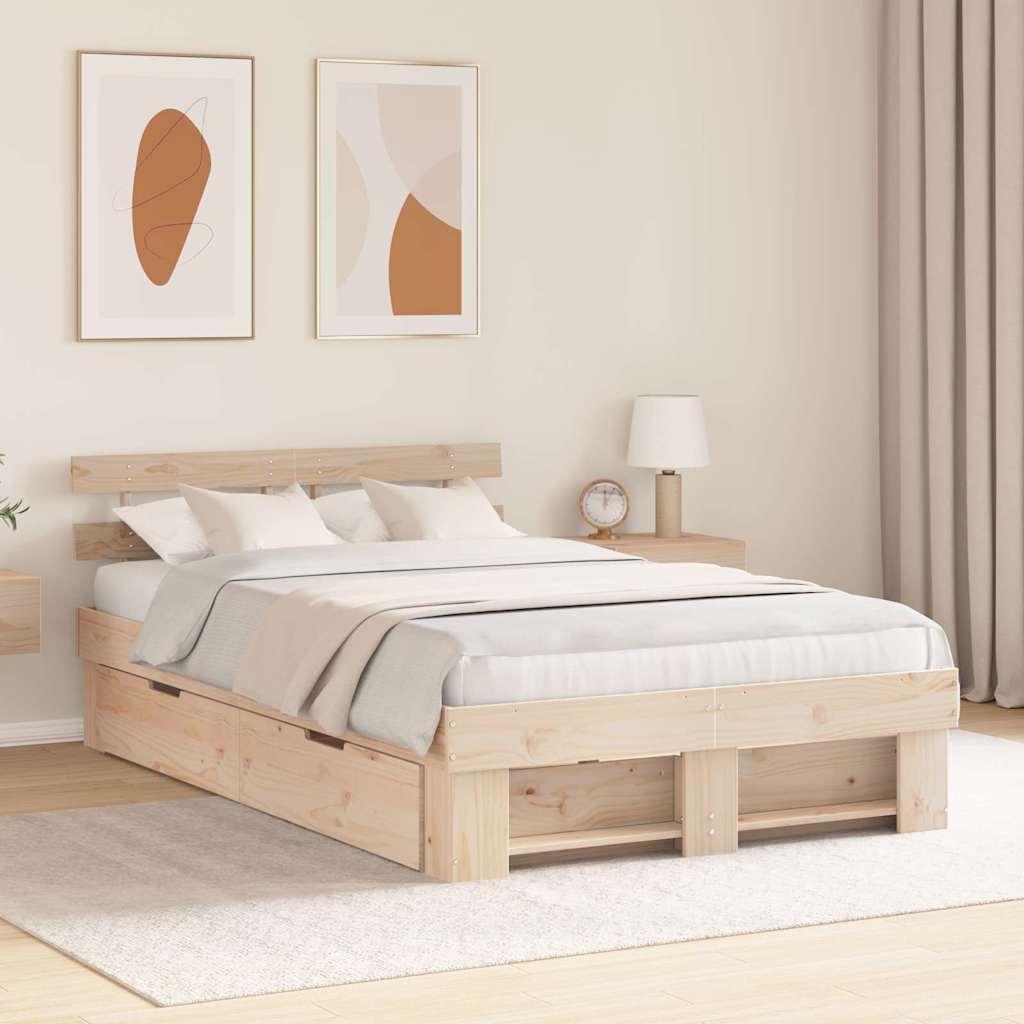 Bed Frame with Headboard Brown 120 x 190 cm Solid Pine Wood