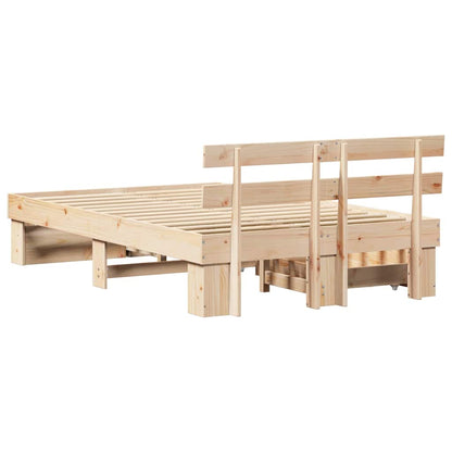 Bed Frame with Headboard Brown 120 x 190 cm Solid Pine Wood