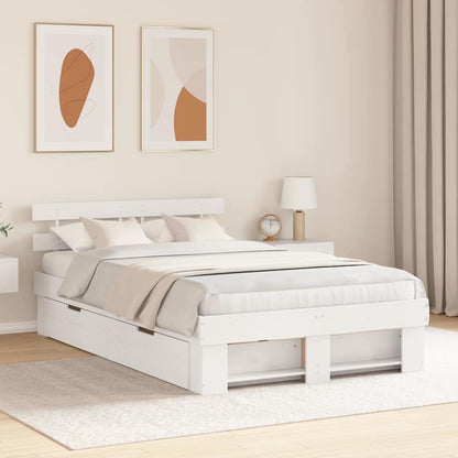 Bed Frame with Headboard White 120 x 190 cm Solid Pine Wood