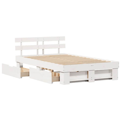 Bed Frame with Headboard White 120 x 190 cm Solid Pine Wood