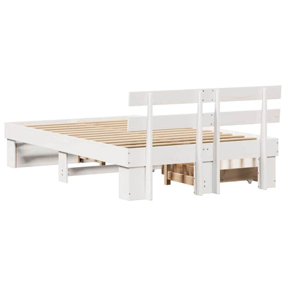 Bed Frame with Headboard White 120 x 190 cm Solid Pine Wood