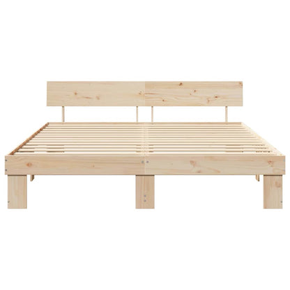 Bed Frame with Headboard Brown 200 x 200 cm Solid Pine Wood