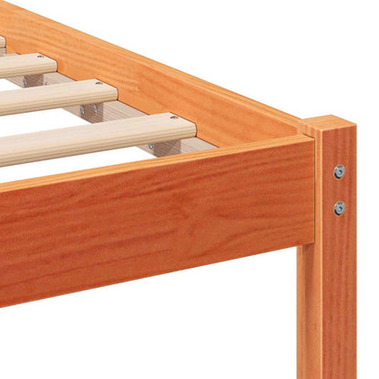 Bed Frame with Headboard Wax Brown 200 x 200 cm Solid Pine Wood