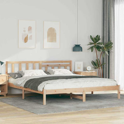 with Headboard Brown 180 x 200 cm Solid pine wood
