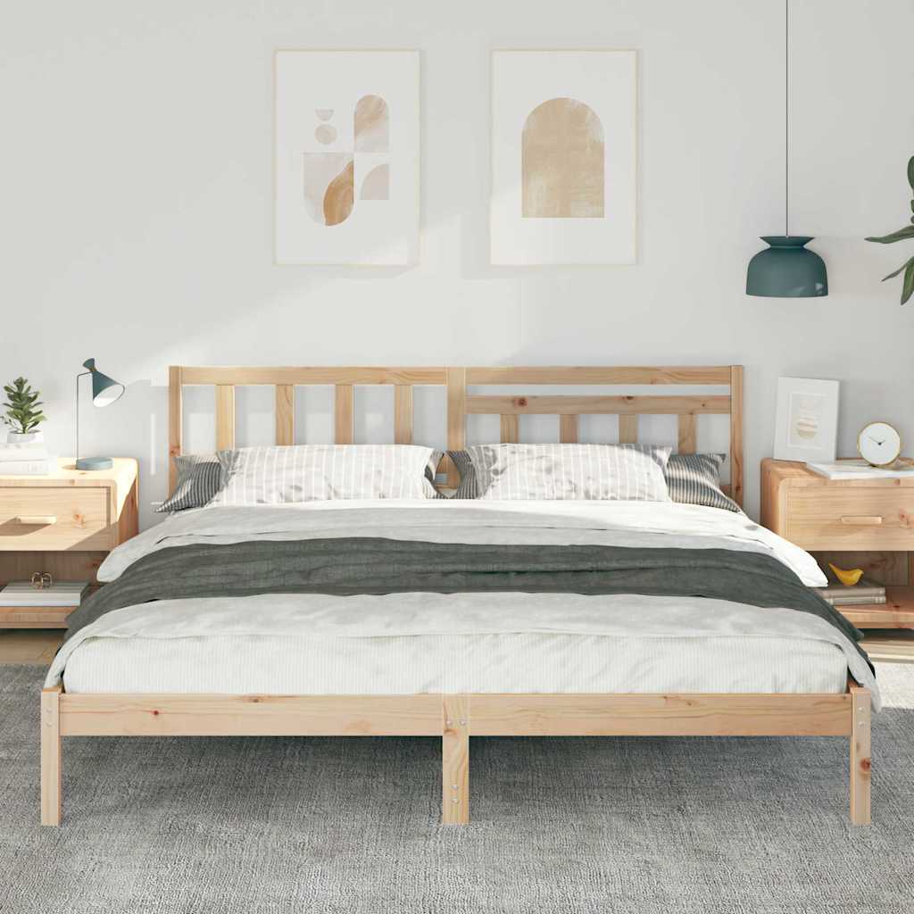 Bed Frame with Headboard Brown 180 x 200 cm Solid Pine Wood