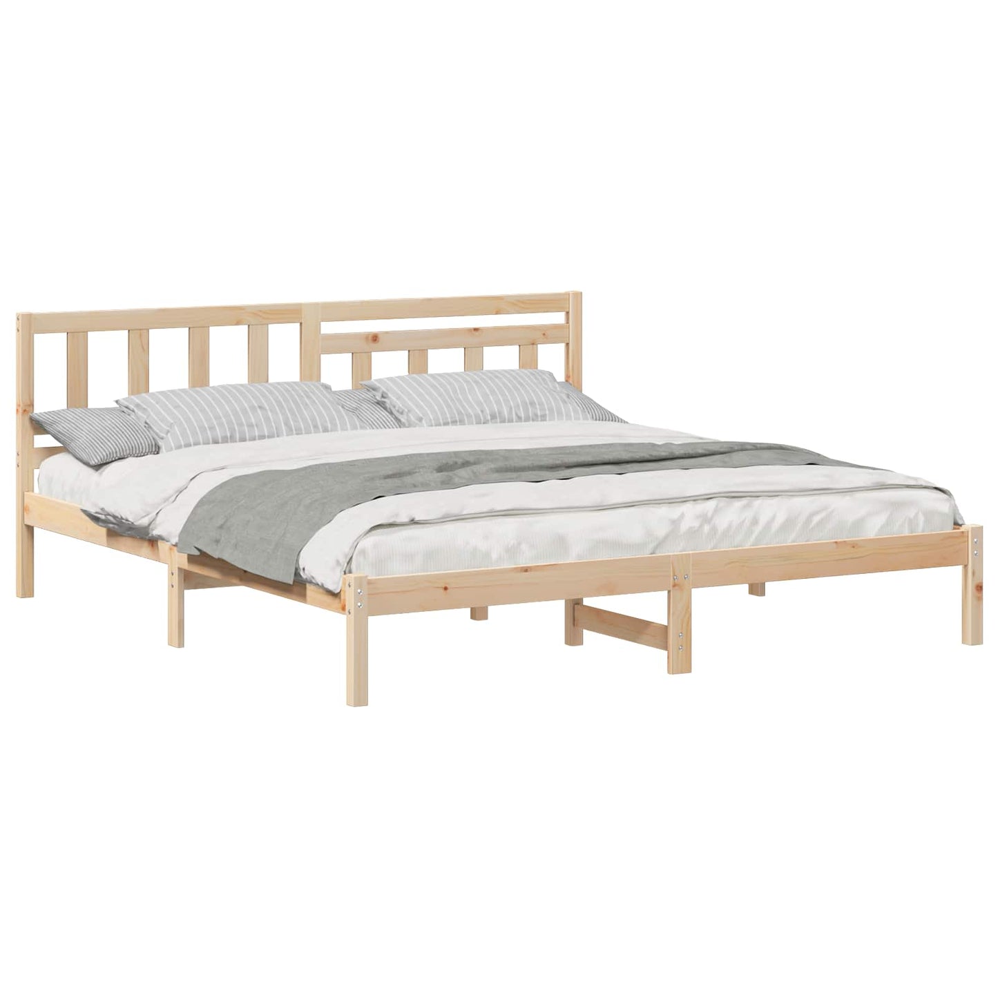 Bed Frame with Headboard Brown 180 x 200 cm Solid Pine Wood