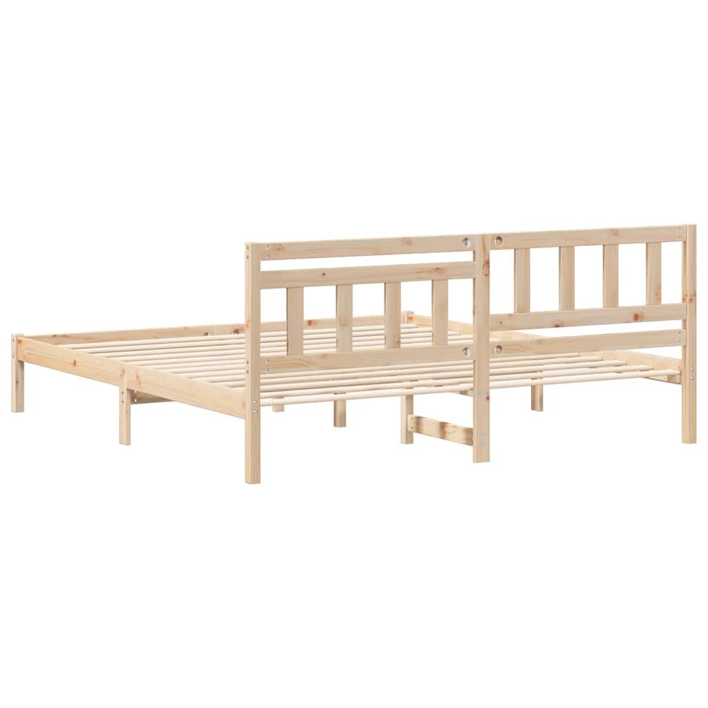 Bed Frame with Headboard Brown 180 x 200 cm Solid Pine Wood