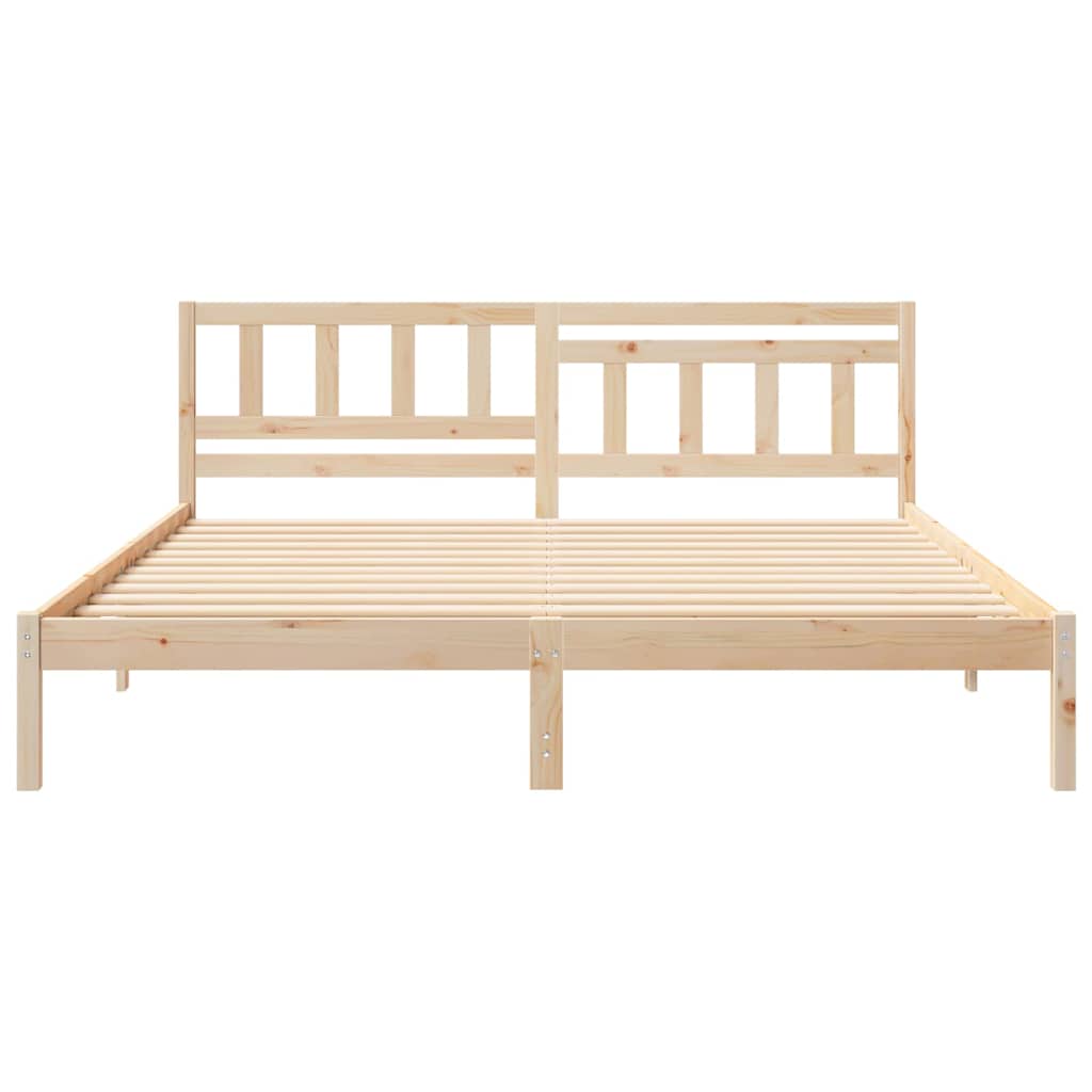 Bed Frame with Headboard Brown 180 x 200 cm Solid Pine Wood