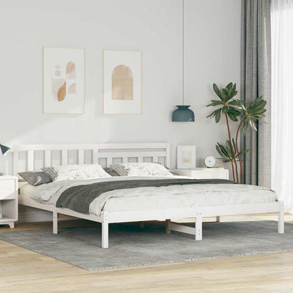 Bed Frame with Headboard White 180 x 200 cm Solid Pine Wood