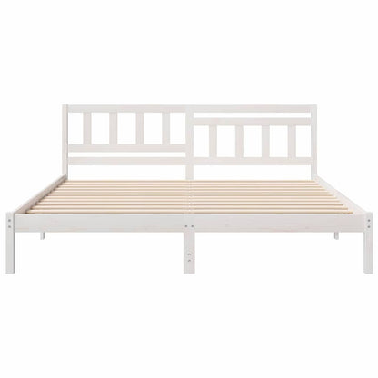 Bed Frame with Headboard White 180 x 200 cm Solid Pine Wood