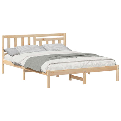 Bed Frame with Headboard Brown 160 x 200 cm Solid Pine Wood