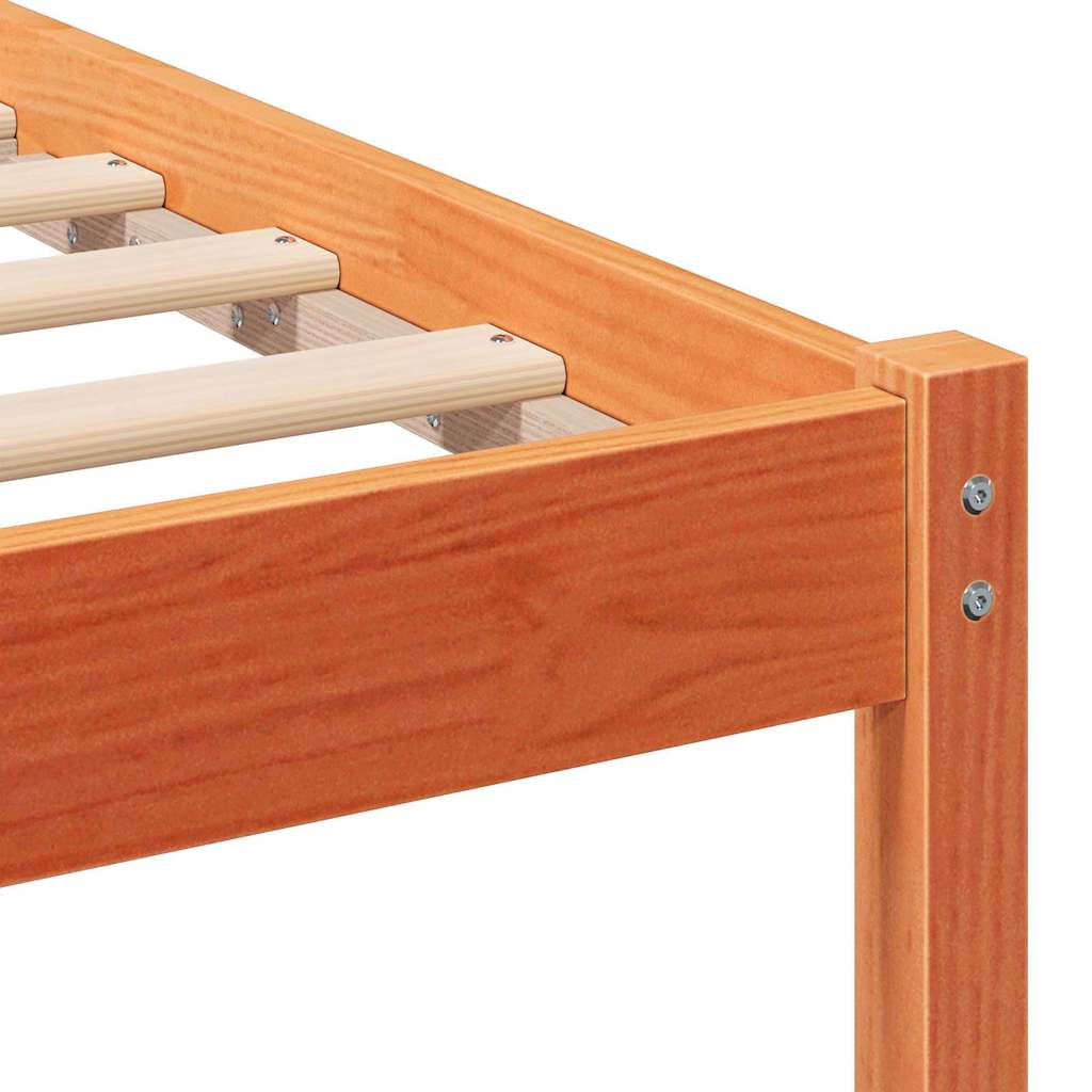 Bed Frame with Headboard Wax Brown 160 x 200 cm Solid Pine Wood