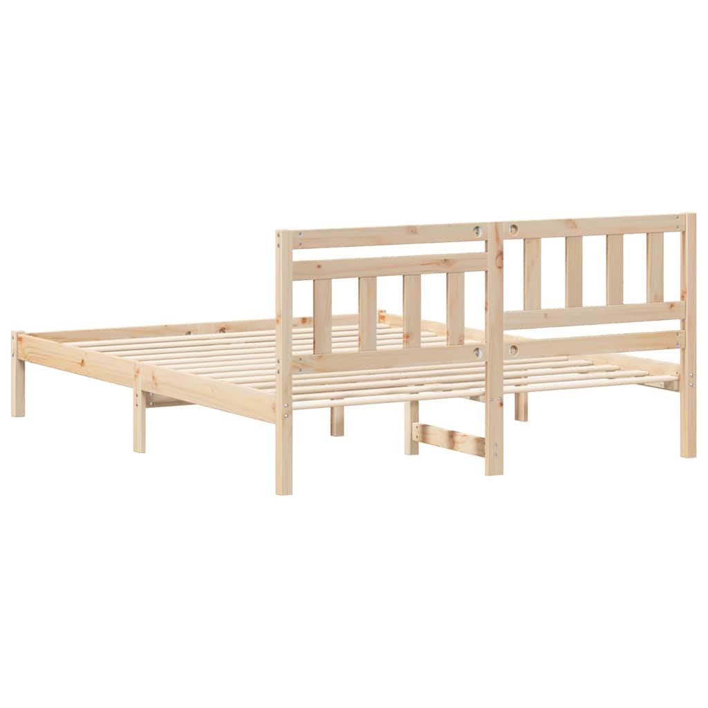 Bed Frame with Headboard Brown 150 x 200 cm Solid Pine Wood