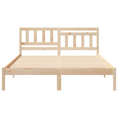 Bed Frame with Headboard Brown 150 x 200 cm Solid Pine Wood