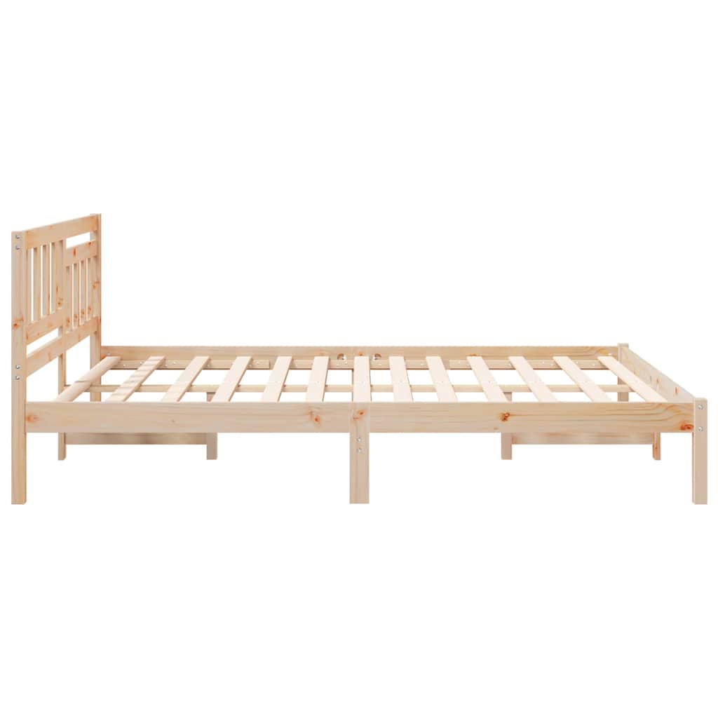 Bed Frame with Headboard Brown 150 x 200 cm Solid Pine Wood
