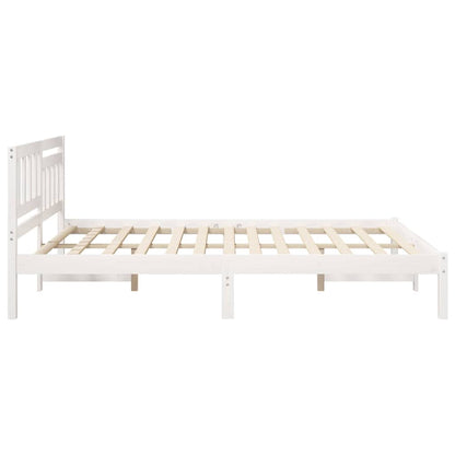 Bed Frame with Headboard White 150 x 200 cm Solid Pine Wood