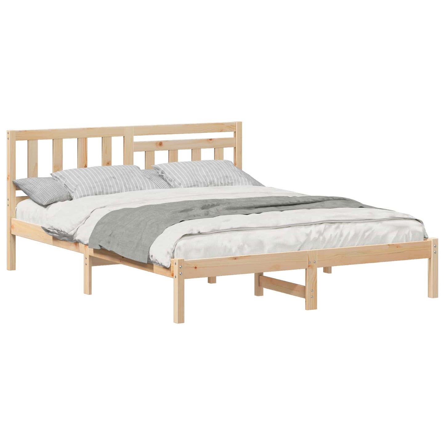 Bed Frame with Headboard Brown 140 x 200 cm Solid Pine Wood