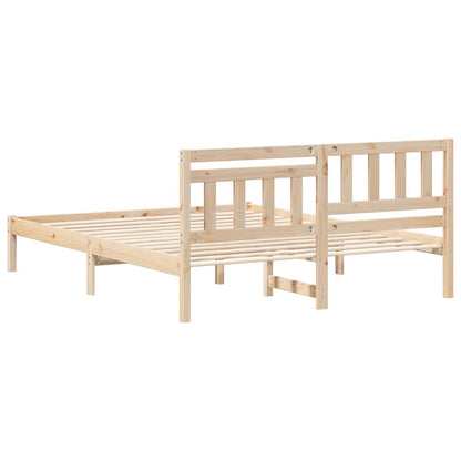 Bed Frame with Headboard Brown 140 x 200 cm Solid Pine Wood