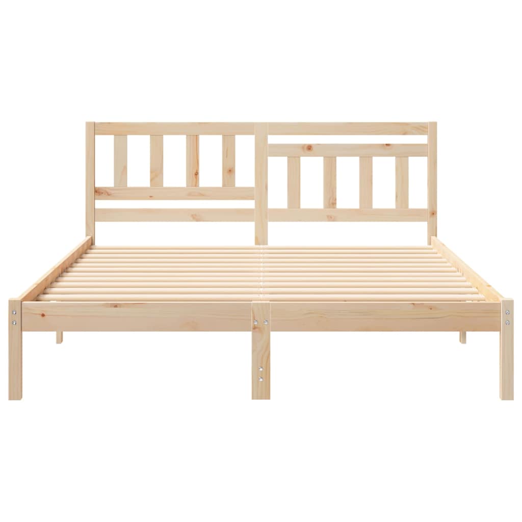 Bed Frame with Headboard Brown 140 x 200 cm Solid Pine Wood