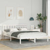 with Headboard White 140 x 200 cm Solid pine wood
