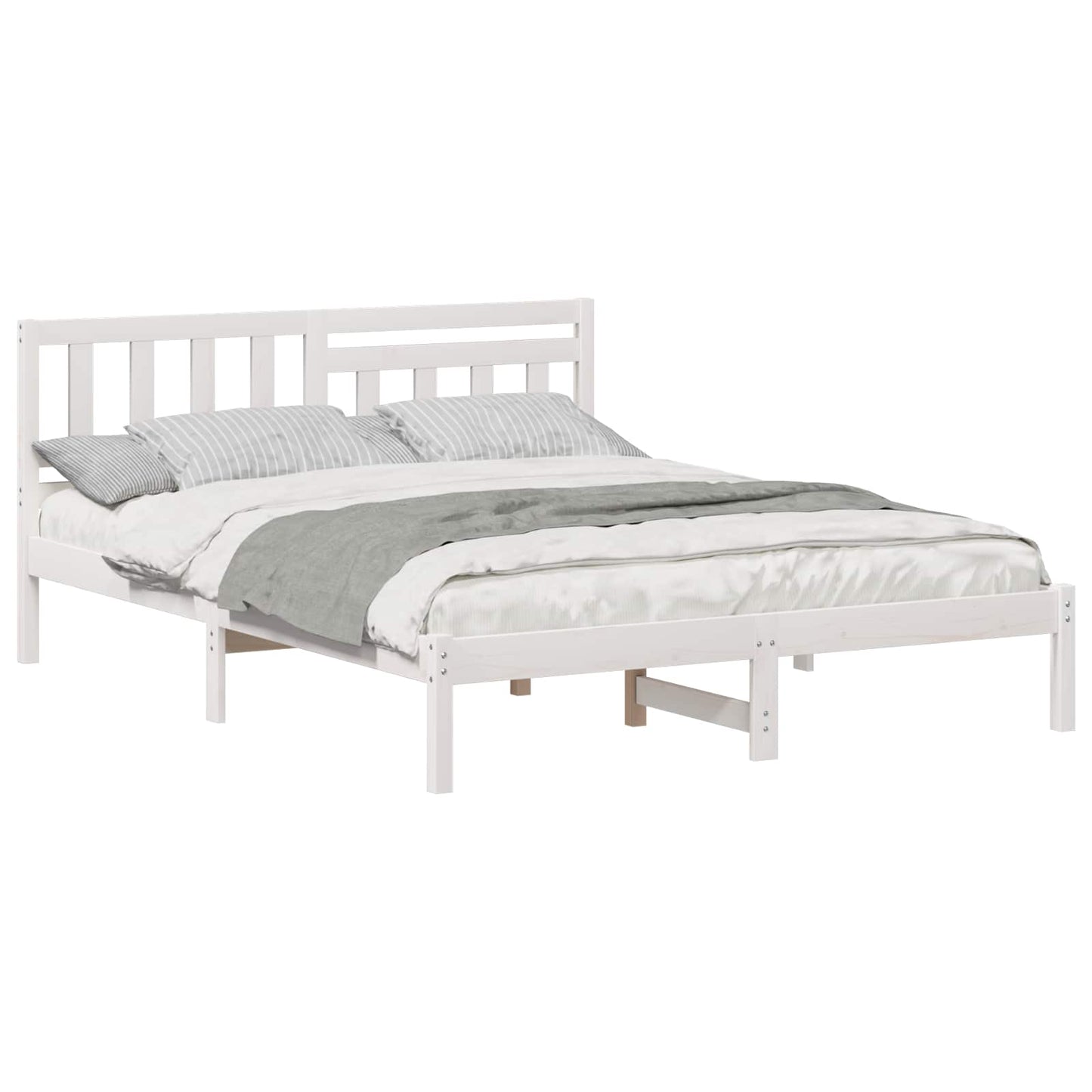Bed Frame with Headboard White 140 x 200 cm Solid Pine Wood