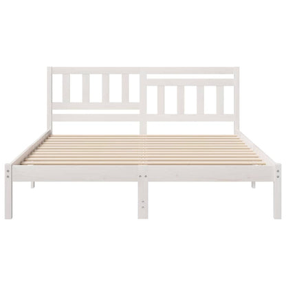 Bed Frame with Headboard White 140 x 200 cm Solid Pine Wood