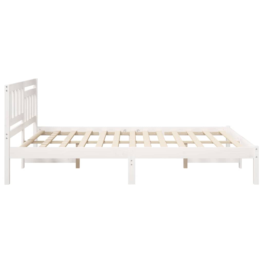 Bed Frame with Headboard White 140 x 200 cm Solid Pine Wood