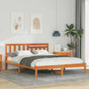 with Headboard Wax brown 140 x 200 cm Solid pine wood