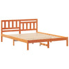 with Headboard Wax brown 140 x 200 cm Solid pine wood