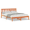 with Headboard Wax brown 140 x 200 cm Solid pine wood