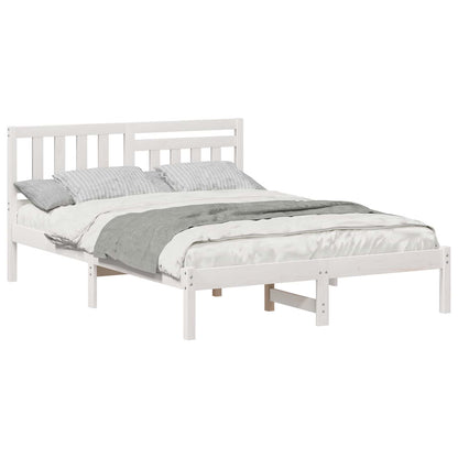 Bed Frame with Headboard White 120 x 200 cm Solid Pine Wood