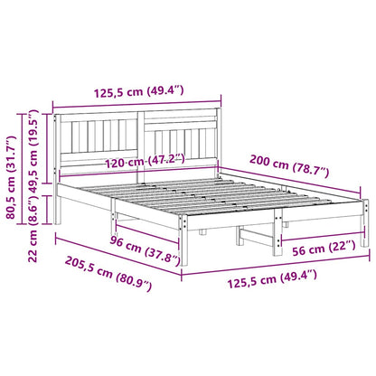 Bed Frame with Headboard White 120 x 200 cm Solid Pine Wood
