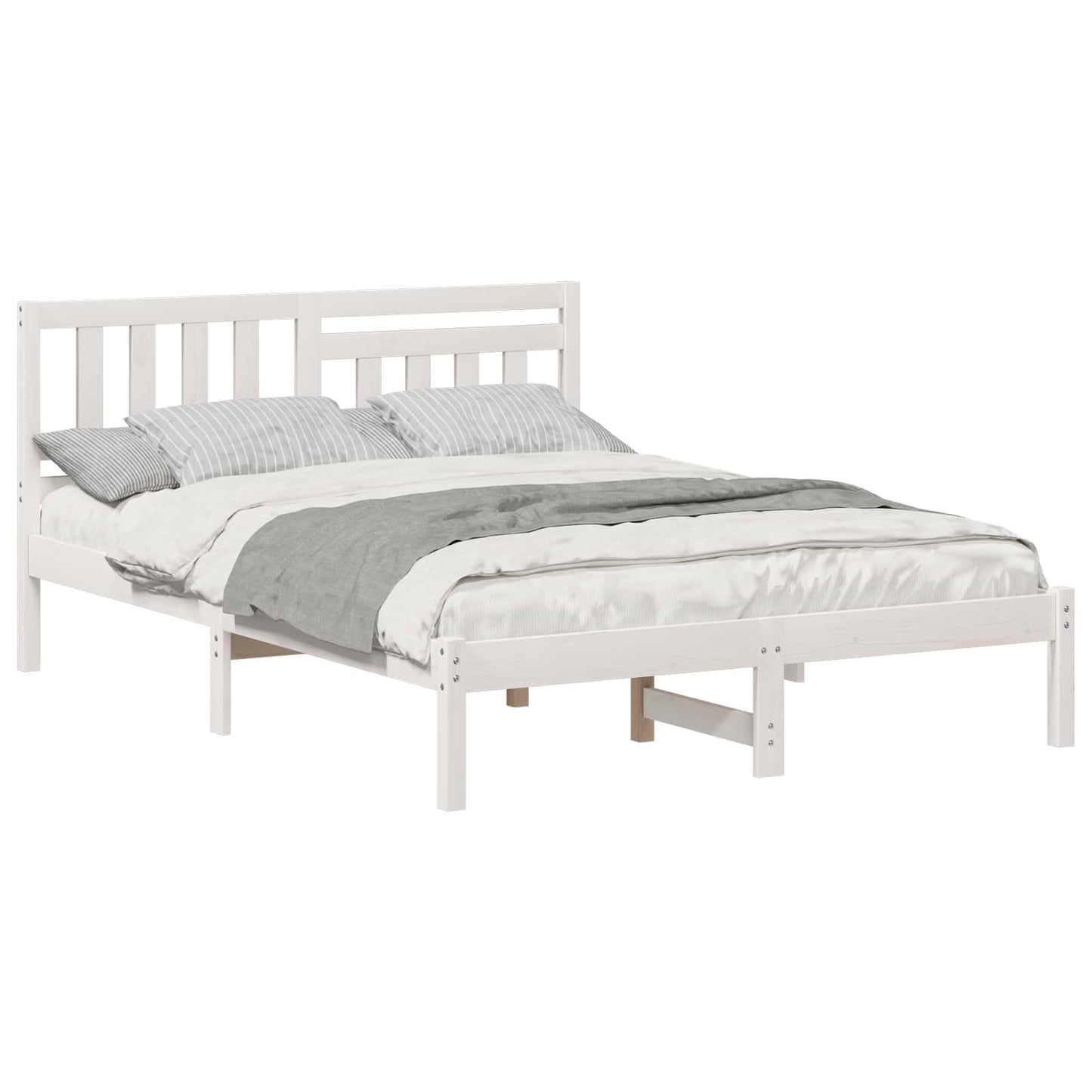 Bed Frame with Headboard White 140 x 190 cm Solid Pine Wood