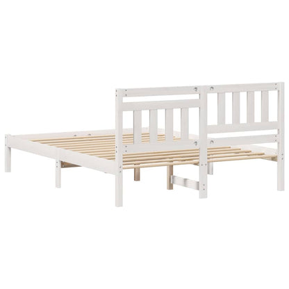 Bed Frame with Headboard White 140 x 190 cm Solid Pine Wood
