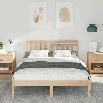Bed Frame with Headboard Brown 135 x 190 cm Solid Pine Wood