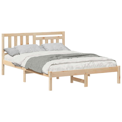 Bed Frame with Headboard Brown 135 x 190 cm Solid Pine Wood