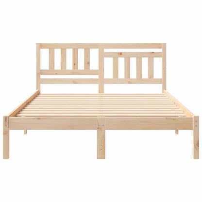 Bed Frame with Headboard Brown 135 x 190 cm Solid Pine Wood