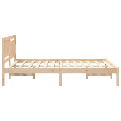 Bed Frame with Headboard Brown 135 x 190 cm Solid Pine Wood