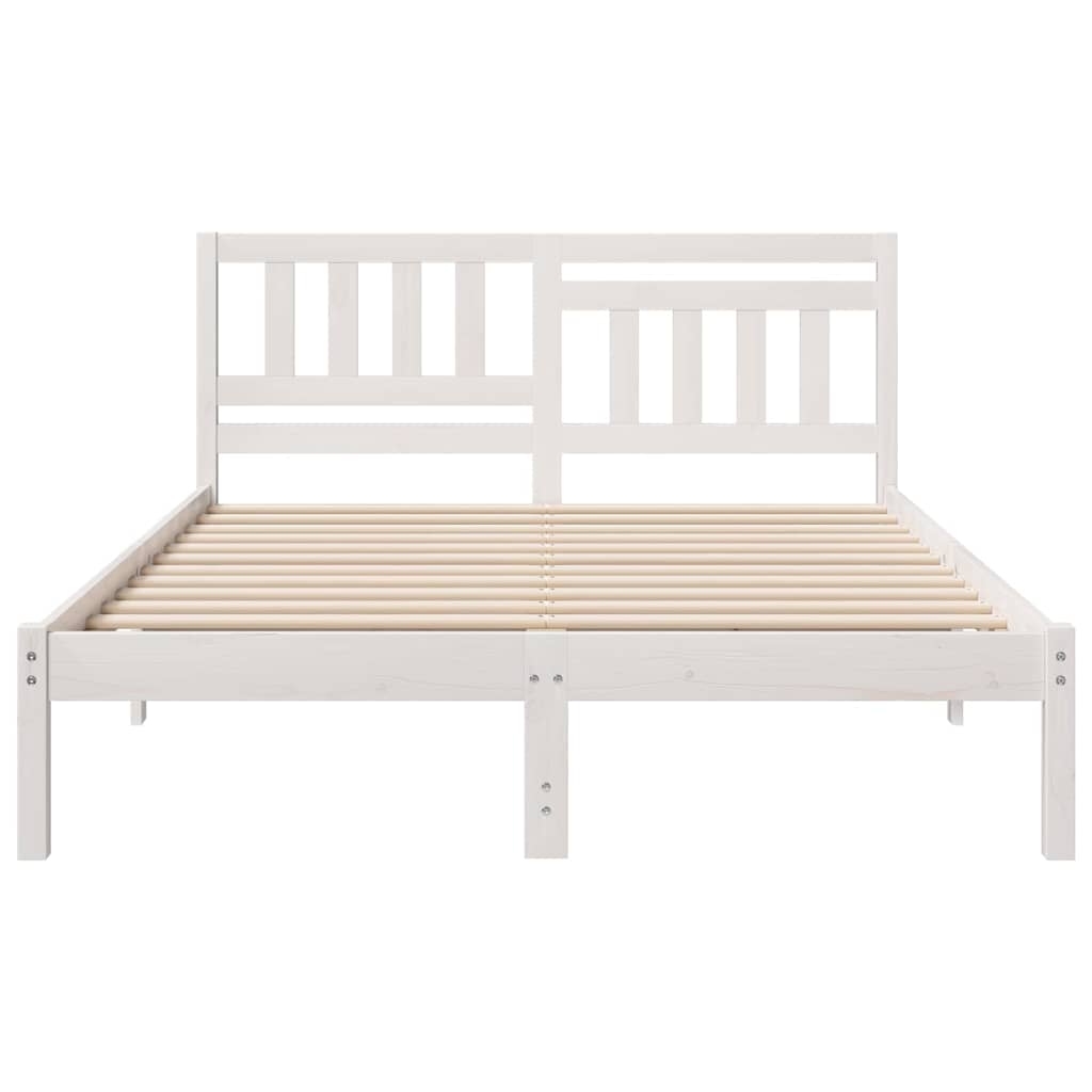 Bed Frame with Headboard White 135 x 190 cm Solid Pine Wood