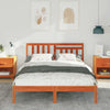 with Headboard Wax brown 135 x 190 cm Solid pine wood