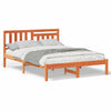 with Headboard Wax brown 135 x 190 cm Solid pine wood