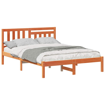Bed Frame with Headboard Wax Brown 120 x 190 cm Solid Pine Wood