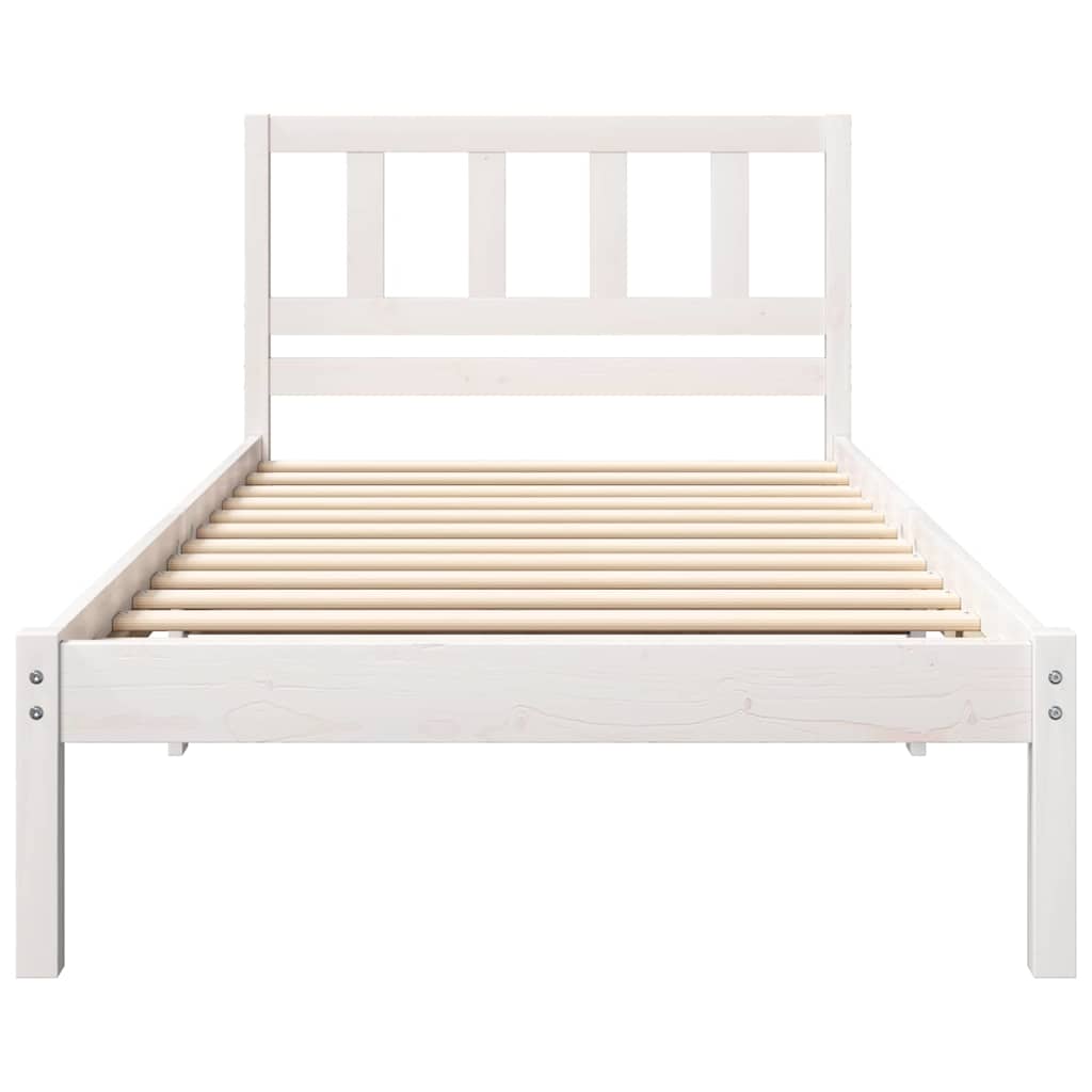 Bed Frame with Headboard White 80 x 200 cm Solid Pine Wood