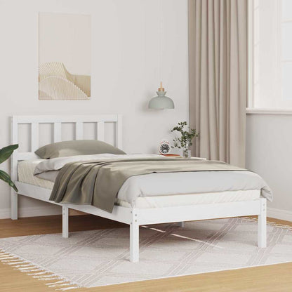 Bed Frame with Headboard White 90 x 200 cm Solid Pine Wood